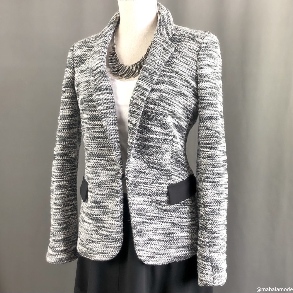 PETITE Banana Republic B&W Cotton Weave Blazer